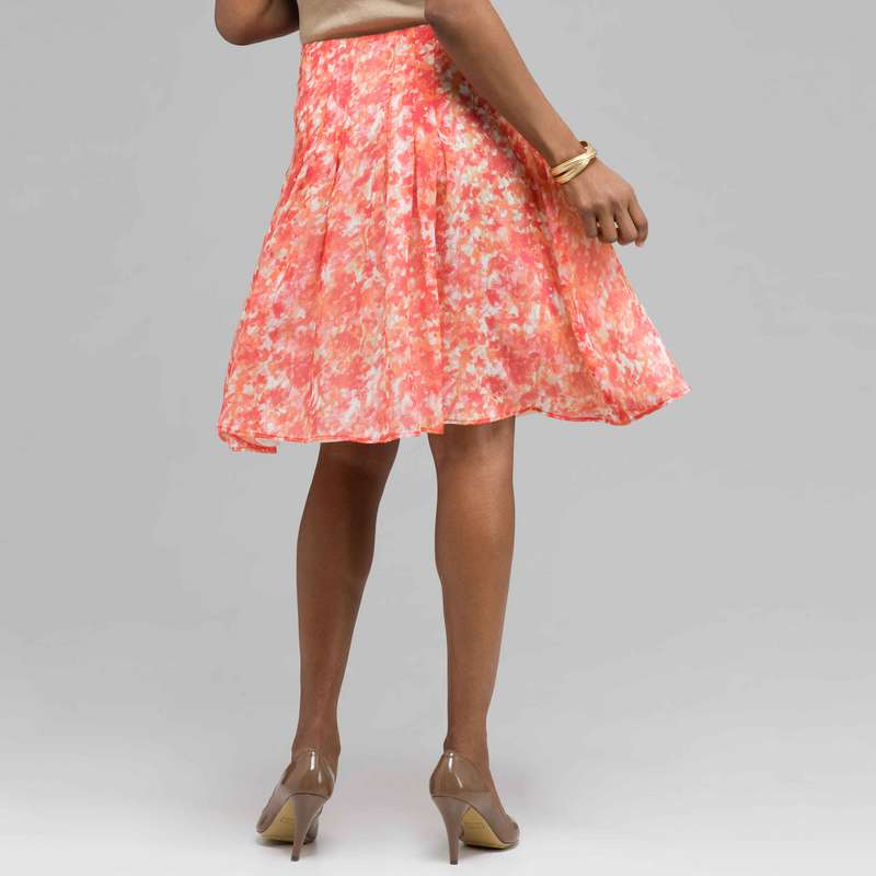 Pleated Flare Skirt., New Coral Multi, large image number 1