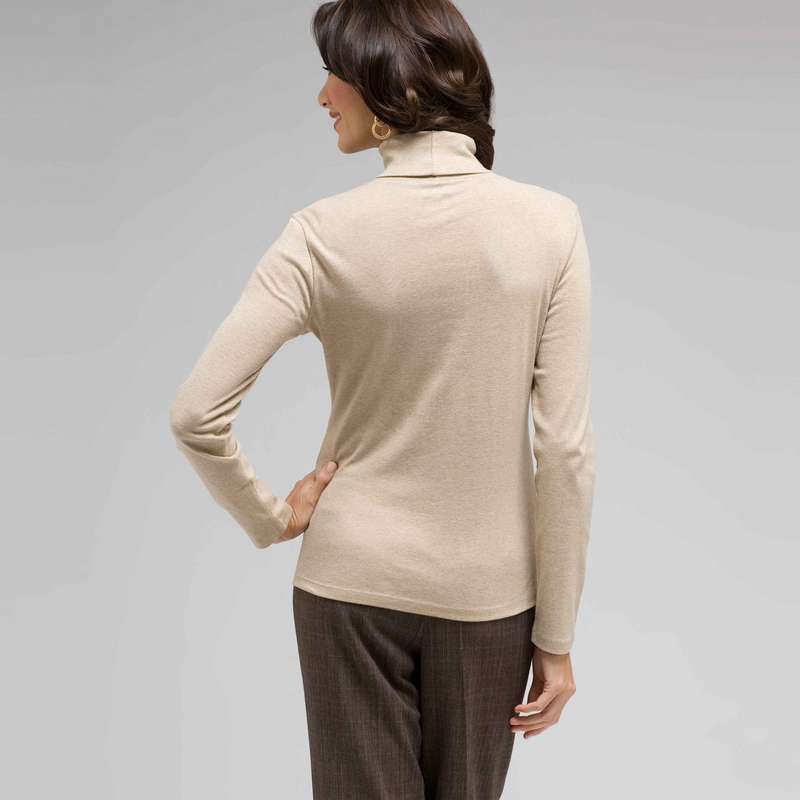 Long Sleeve Turtleneck Top, Panama Khaki, large image number 1